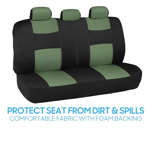 PolyPro Car Seat Covers Full Set in Green on Black (Green)