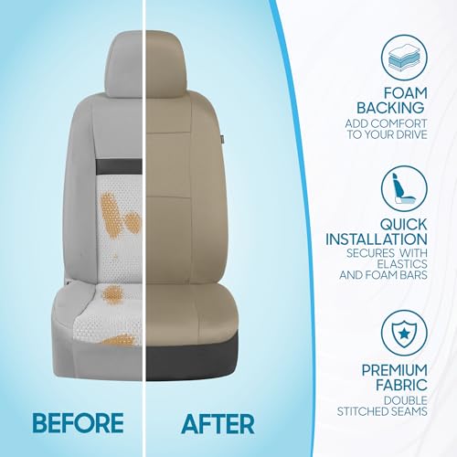 PolyPro Car Seat Covers Full Set in Solid Beige (Solid Beige)