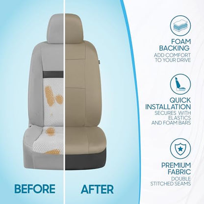 PolyPro Car Seat Covers Full Set in Solid Beige (Solid Beige)