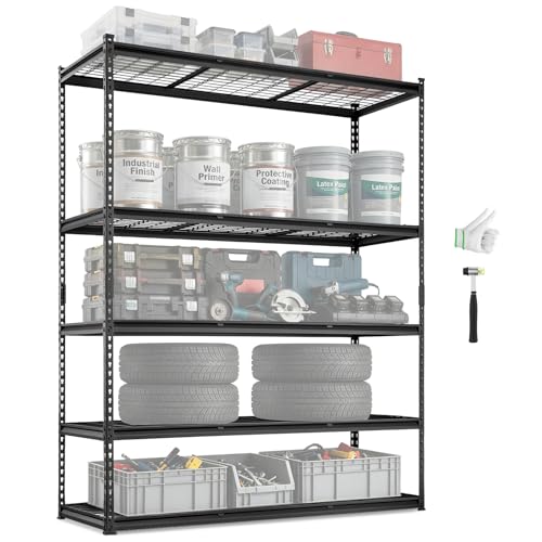 Storage Shelving Unit 5 (Black / 60" L x 24" W x 78" H)