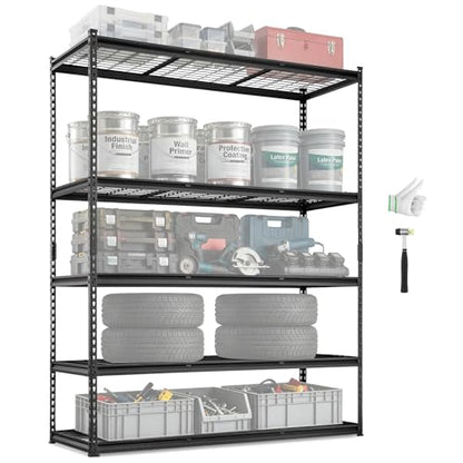 Storage Shelving Unit 5 (Black / 60" L x 24" W x 78" H)