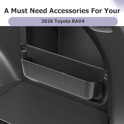 Trunk Side Pocket Storage Box Compatible with 2026 RAV 4 Accessories Armrest Console Secondary Storage Box Insert Tray Trunk Organizer ABS Material Black