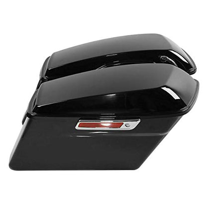 Vivid Black Hard Saddlebags with Chrome Latches Lock&Key Set Fit for Harley Touring Road King Street Glide Electra Ultra 2014 (Vivid Black 1# / For 2014-later)