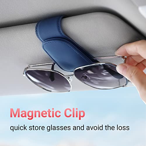 Sunglass Holder for Car Sun Visor Sunglasses Clip Car accessories (Blue)