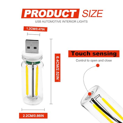 3PCS USB Car Interior Ambient Lights (White)