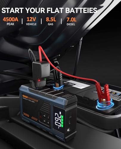 Car Battery Charger Jump Starter with Air Compressor (Blue+Black)