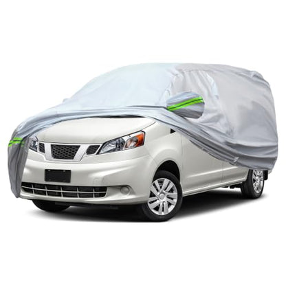 6 Layers Premium MPV Car Cover Waterproof All Weather Weatherproof UV Sun Protection Snow Dust Storm Resistant Outdoor Exterior Custom Form (Silver Car Cover / K16 - MPV -（Fits size 180"-198"）)