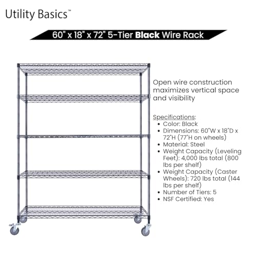 NSF Commercial 5 (60"18"x72" 5-Tier / Black)