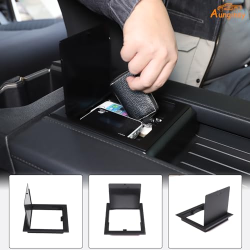Armrest Hidden Storage Cover Lid for Toyota Tundra SR (Matte Black(B))