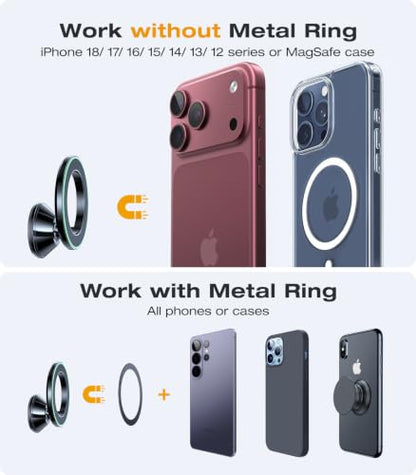 Ultra Mini for MagSafe Car Mount Magnetic Phone Holder for Dash (Flash Black)