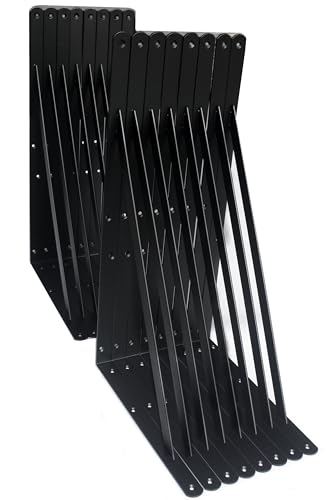 16 Pack L20 x H 12" Black Heavy Duty Shelf Brackets with Screws Metal Shelf Brackets Shelf Support Angle Brackets for Shelves L Brackets Heavy Duty Floating Shelf (16 Pack-Black / 20''x12'')