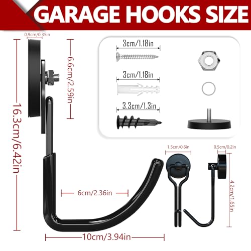 Heavy Duty Magnetic Hooks (2.6"x2-MJ / Black)