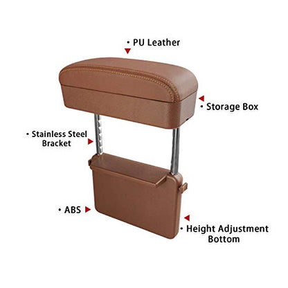 Auto Car Armrest Extender Support Elbow & Forearm Arm Wrist Rest Support Adjustable Height Comfort Pad Universal Fit for Most Car Models Center Console (Brown)