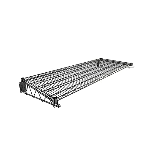 24" x 60" Black Epoxy Wire Wall Mount Shelf (Black / 24" x 60")