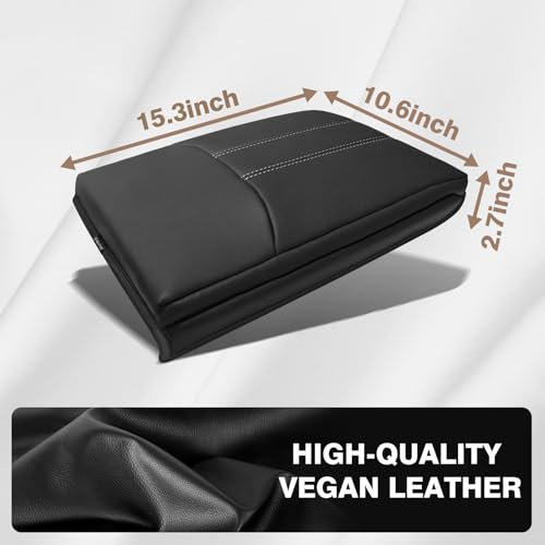 Armrest Cover for Honda Pilot 2023 (12) 23+ |Pilot| Black/White Stitching, +Thick)