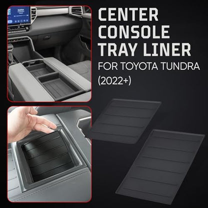 Center Console Tray Liner for Tundra (Pack of 2 / 2022+ Tundra SR, SR5, Limited & 2023+ Sequoia)