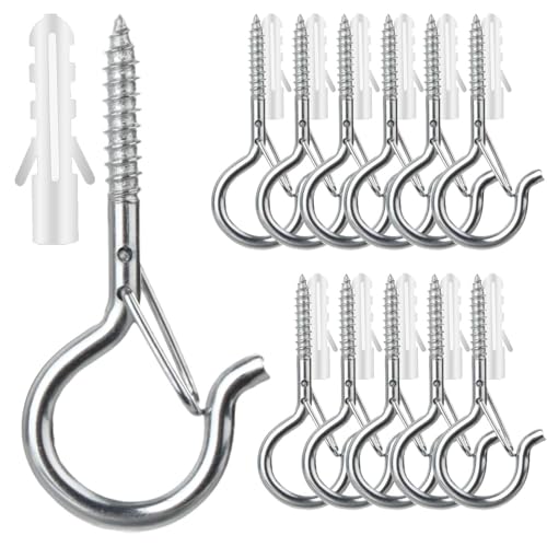 12 PCS Q Hanger Hooks with Safety Buckle (Silver / 12 Pcs)
