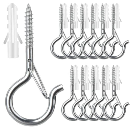 12 PCS Q Hanger Hooks with Safety Buckle (Silver / 12 Pcs)