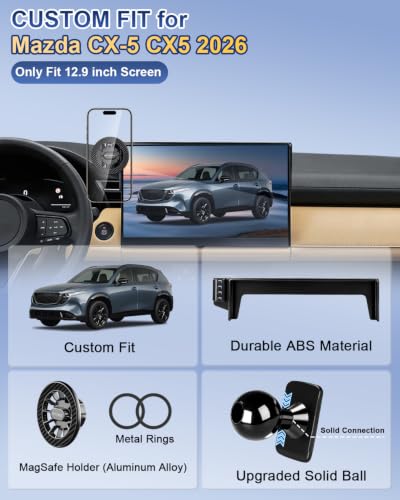 Magnetic Phone Holder for Mazda CX (Magnetic / 2026 Mazda CX5 | 12.9-Inch)