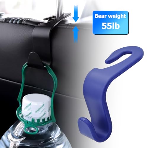 4 Pack Car Seat Headrest Hooks for Vehicle Seats (Blue)