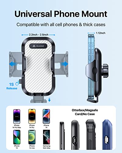 Car Phone Mount [Ultra Stable & Big Phones Friendly] Cell Phone Holders for Your Car Dashboard Windshield Vent Truck