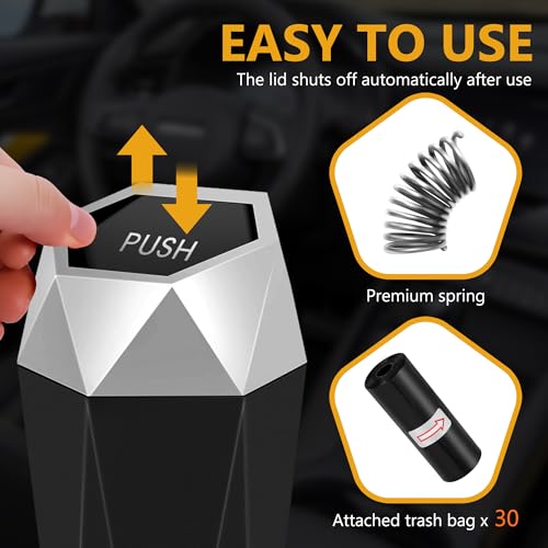 Car Trash Can with Lid (silver-2Pcs)