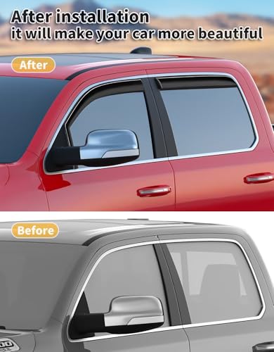 Window Visors Rain Guards for Dodge RAM 1500 Crew Cab 2019 (Fit for 2019-2026 Dodge Ram 1500 Crew Cab)