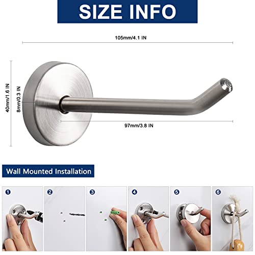 Coat Hooks Wall Mount Hooks for Hanging Hat Hurse Robe (Brushed Nickel / 4 Inch (Wall))