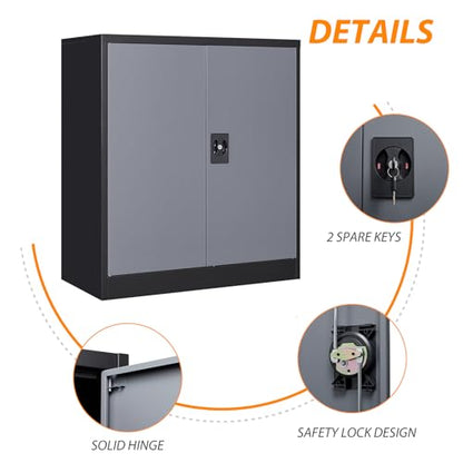 Metal Storage Cabinet (35.5"H / Black Grey)