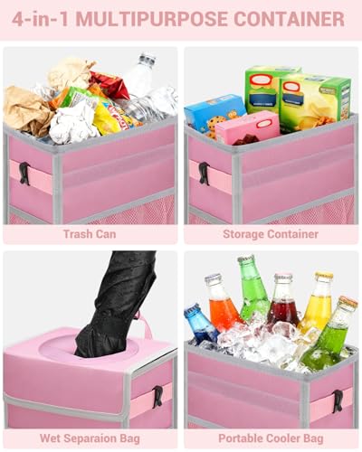Car Trash Can with Lid (3 Gallons / Pink)
