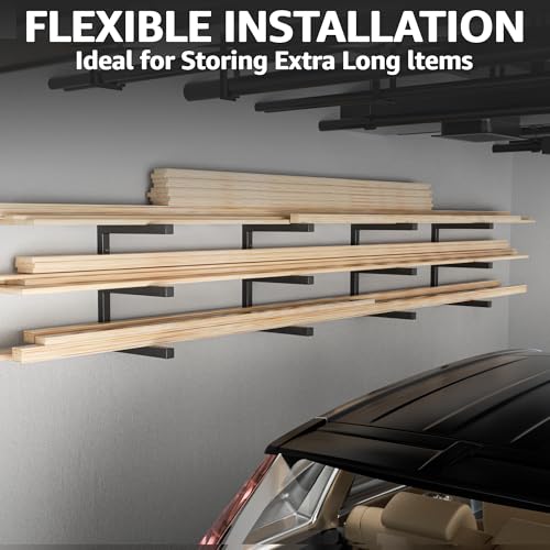 Wood Organizer and Lumber Storage Rack Wall Mount (1Black - 6 Level)