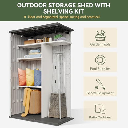 64 Cu.Ft Resin Storage Shed with Metal Shelving Kit & Floor (White / 64 Cu.Ft)