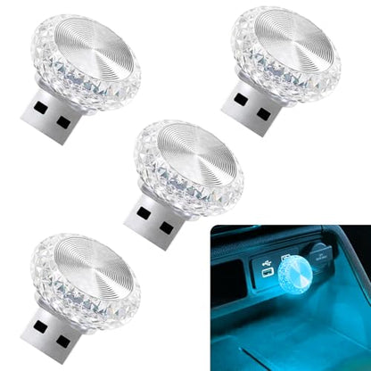 4PCS USB LED Car Interior Atmosphere Lamp (Ice Blue)