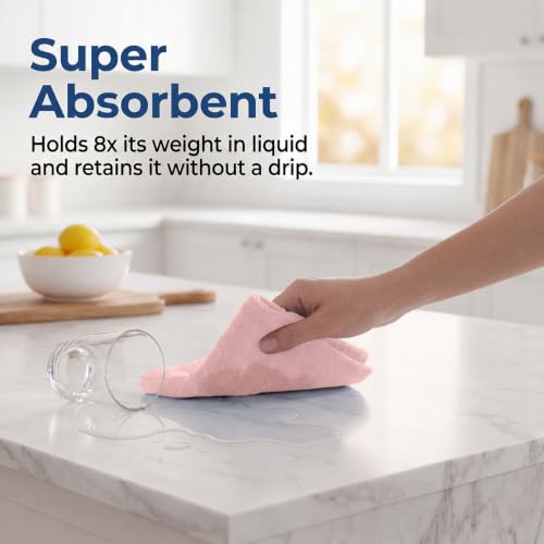 Microfiber Cleaning Cloth Roll (75 Count (Pack of 1) / Pink)