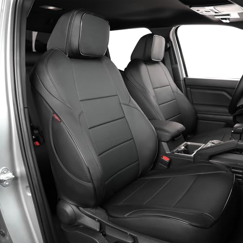 Tacoma Car Seat Covers Custom Fit for Toyota Tacoma (Leather (Black) / 2024-2026 Tacoma (Petrol) Full Set)