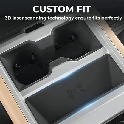 Cup Holder Insert & Wireless Charging Protective Mat for Land Rover Defender 90 (Cup Holder for 2025-2026 Defender 90/110/130)