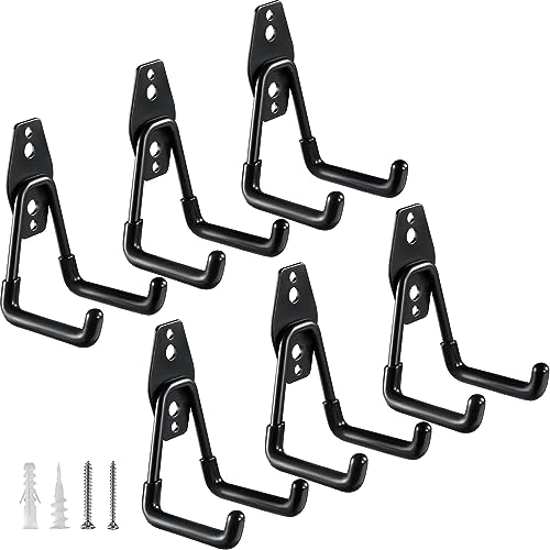 Heavy Duty Garage Hooks 6 Pack (6 Pack 2.8inch U Hook / Black)