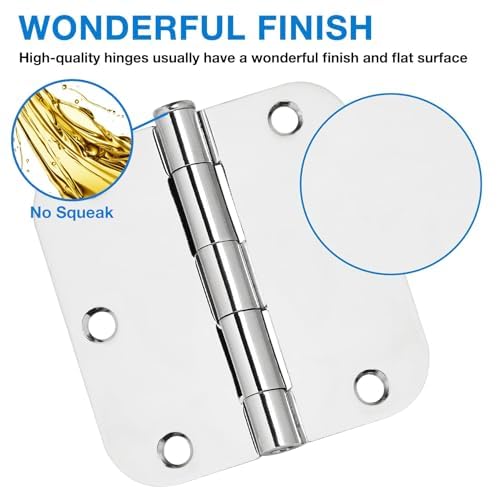 Rounded Door Hinges 3.5" X 3 1 (Polished Chrome-Rounded / 18 Pack)