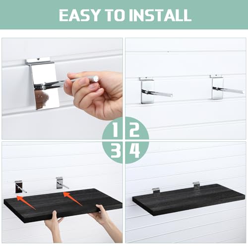 Wooden Floating Shelves for Wall Set of 4 (Black / 23.6" X 11.8" X 1.1")