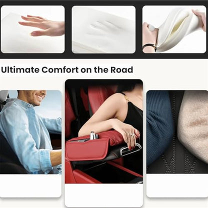 Memory Foam Car Armrest Cushion 2025 New Car Center Console Cushion Pad Car Truck Armrest Cover Auto Center Console Lid Center Armrest Cover Car Console Armrest Organizer Storage (Beige)
