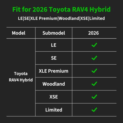 for Toyota RAV4 Floor Mats 2026 LESEXLE PremiumWoodlandXSELimited (3)For RAV4 Hybrid 2026 Backrest Set)