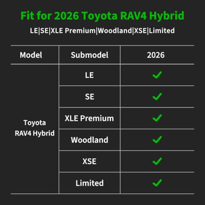 for Toyota RAV4 Floor Mats 2026 LESEXLE PremiumWoodlandXSELimited (3)For RAV4 Hybrid 2026 Backrest Set)