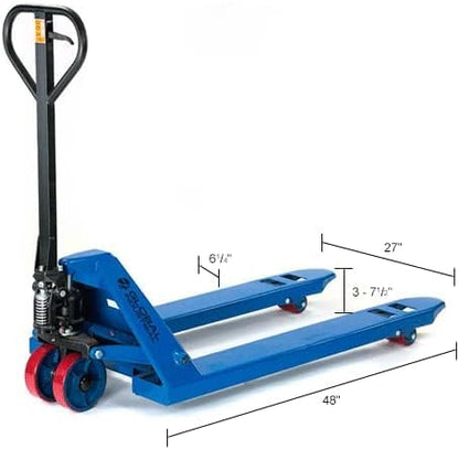 High Capacity Pallet Jack with 27" W x 48" L Forks