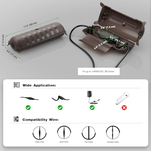 Outdoor Extension Cord Safety Cover (Brown / Medium Box: 9.5" L x 3" W x 2.9" H)