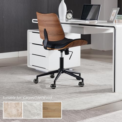 Home Office Chair No Arms with Wheels (Black / MCM Style)