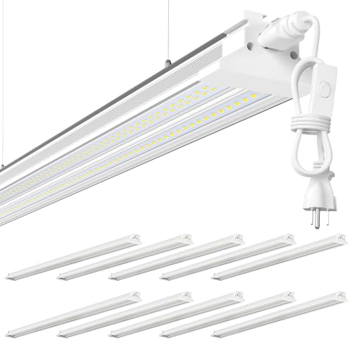 Super Bright 120W 5000K 20000LM Led Shop Lights 8FT Hanging&Surface Mount (8FT-W-120W-10PACK)