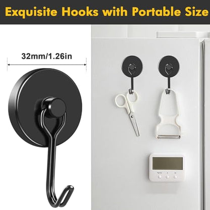 Black Magnetic Hooks Heavy Duty 120LB+ Swivel Strong Magnet Hook (Black / 1.26in)