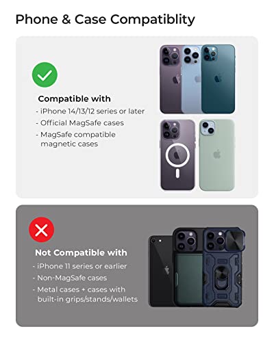 Velox Magnetic Wireless Charging Air Vent Car Phone Mount. Compatible with MagSafe iPhones including iPhone 12 (Qi Wireless Charging)