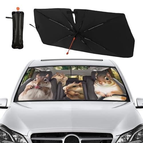 Funny Squirrels Car Windshield Sunshade Umbrella Foldable Visor (57X31 Inch / Color-SQ2)