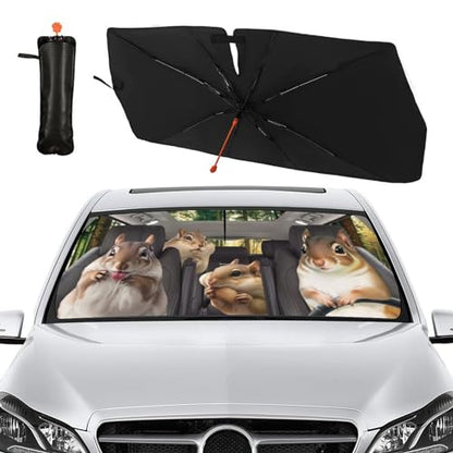 Funny Squirrels Car Windshield Sunshade Umbrella Foldable Visor (57X31 Inch / Color-SQ2)